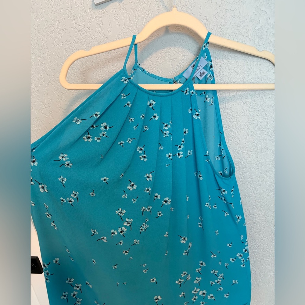 Cece Blue Floral Halter Top - Picture 2 of 5